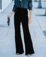 Autumn And Winter Women's Gold Velvet High Waist Casual Pants