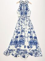 2025 Women's Neck Hanging Dress, Sleeveless Dress, Flower Printed Dress Women's Dress