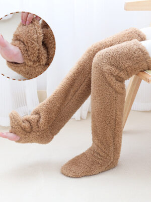 Over Knee High Fuzzy Long Socks Winter Warm Cold Leg Knee Joint Cold-proof Stockings Home Floor Sleeping Socks