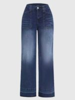 2025 New Women's Wide Leg Jeans, Autumn And Winter Outfits, Straight Leg Jeans, Mid Rise Jeans