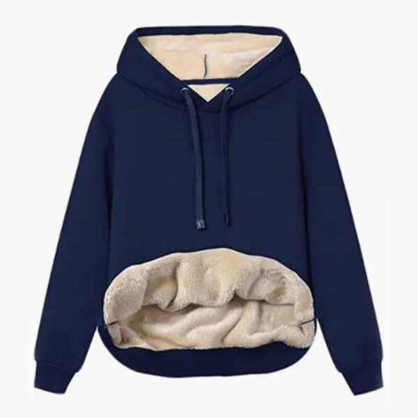 Autumn And Winter Warm Lamb Fleece Pocket Hooded Sports Sweatshirt Jacket For Women