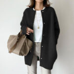 Women's Solid Color Wool-like Coat, Oversized Long Sleeve Button Up Trench For Fall Winter Casual Outwear