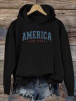 American Flag Print Long Sleeve Casual Hoodie - Fashion Hoodies For Women - Soft, Warm, And Cozy Sweatshirt For Fall And Winter Season, Perfect For Outdoor Activities And Daily Wear