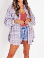 Autumn And Winter New Women's Tassel Long-sleeved Top Loose Casual Plaid Shirt Coat Women
