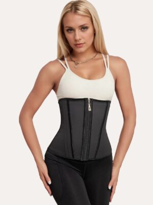 Waist Trainer For Women Latex Sport Underbust Steel Boned Corset Shapewear With Zipper Hook Shapewear Double Control Body Shaper Workout Fajas Colombianas Moldeadoras Stomach Strapless Shapewear