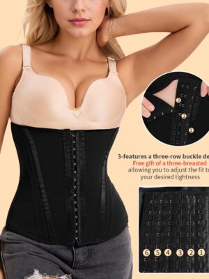 Waist Mesh Trainer Strapless For Women-Faja Colombian Girdle Hourglass -Steel Boned Corset Shapewear Tummy Waist Body Shaper With Extended Button