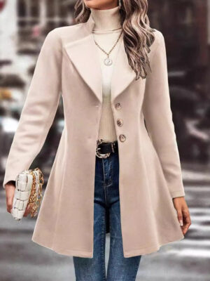 Women's Winter Overcoat Lapel Collar Single Breasted Outerwear Long Pea Coat
