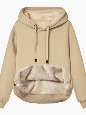 Autumn And Winter Warm Lamb Fleece Pocket Hooded Sports Sweatshirt Jacket For Women