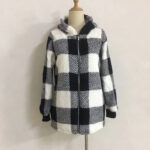 Women's Plaid Hooded Jacket, Long Sleeve Zip Up Oversized Coat With Pockets For Winter Casual And Commute