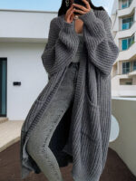 Autumn And Winter Lazy Style Long Cardigan Sweater For Women, Loose And Versatile, Long Sleeve Knitted Cardigan.