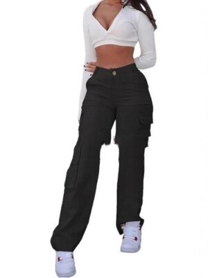 Retro Washed Multi-pocket Design Loose Casual Pants