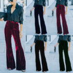 Autumn And Winter Women's Gold Velvet High Waist Casual Pants