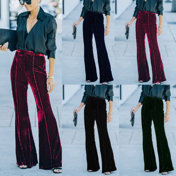 Autumn And Winter Women's Gold Velvet High Waist Casual Pants