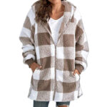 Women's Plaid Hooded Jacket, Long Sleeve Zip Up Oversized Coat With Pockets For Winter Casual And Commute