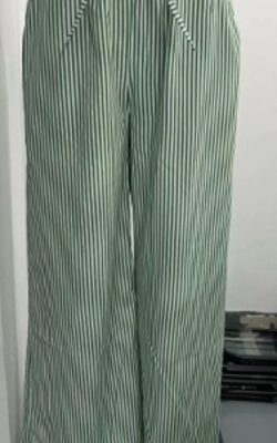 Thin Striped Wide-leg Pants